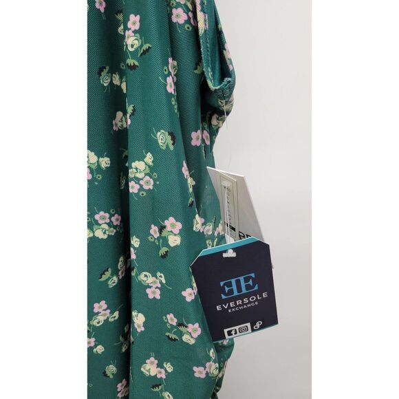 BP Ruched Mesh Mini Bodycon Sleeveless Dress in Green Kasey Floral Size 3XL - Picture 3 of 7